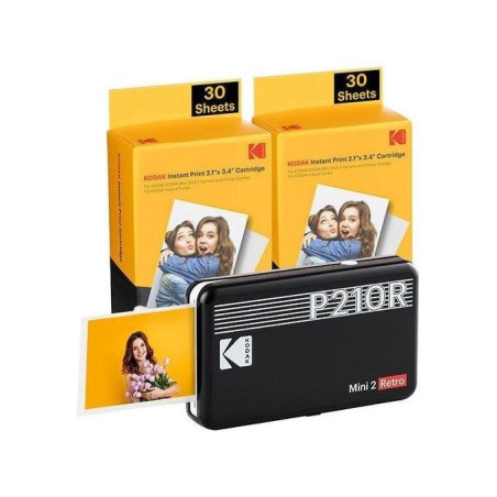 Kodak Mini 2 Retro P210R Stampante Fotografica BT +60 Fogli Black