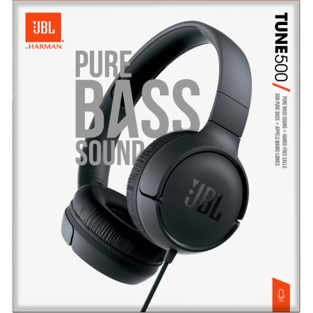 JBL Cuffie Wired Filo Tune 500 T500 +Mic Black