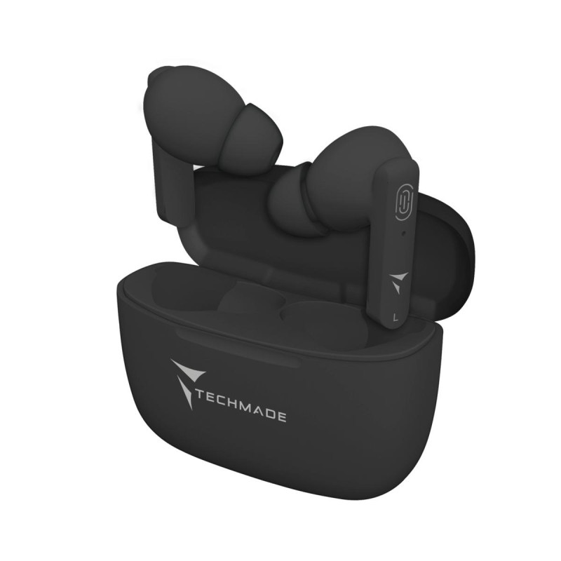 Techmade Auricolari Earbuds T31 Black con superbass e touch control