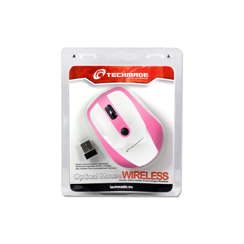 Techmade Mouse Ottico Wireless White/Pink