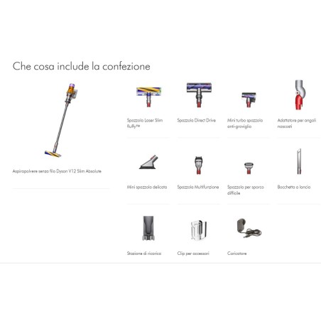 Dyson Aspirapolvere V12 Detect Slim Absolute Nichel/Giallo