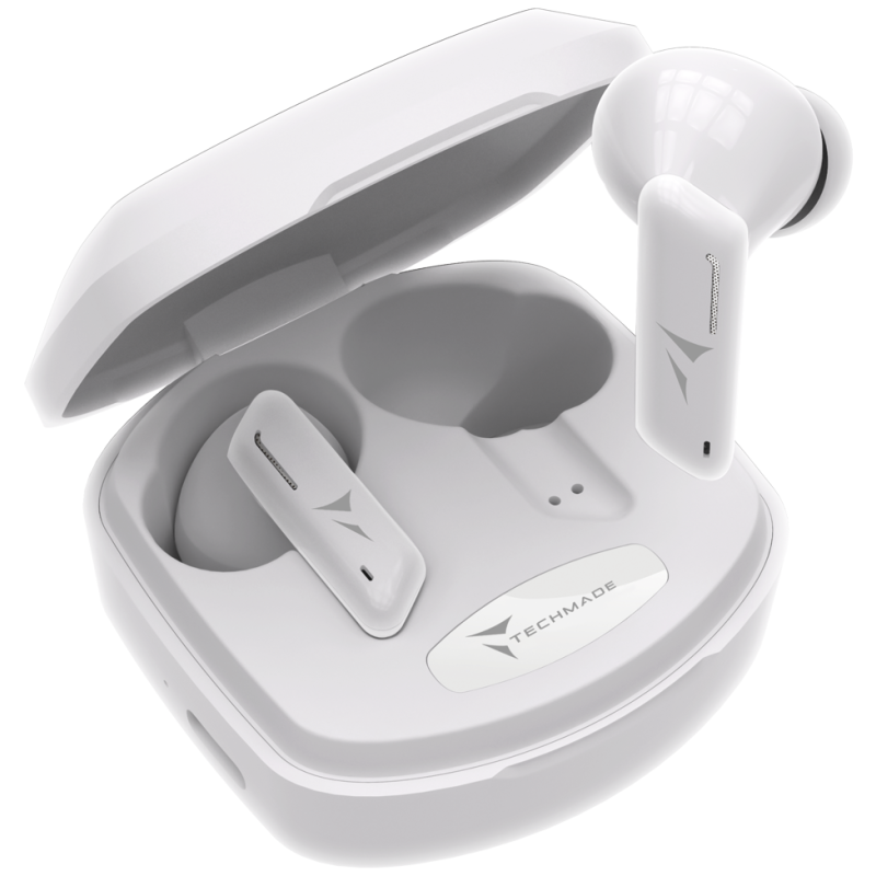 Techmade Auricolari TM-K175-WH Senza Filo Con Box Ricarica Bianco