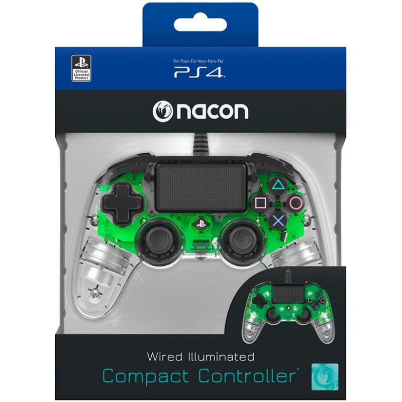 PS4 Nacon Wired Illuminated Compact Controller Light Edition - Green