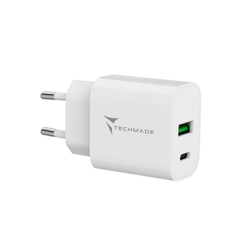 Techmade Caricabatteria 20w Con Porta USB-C + USB-A