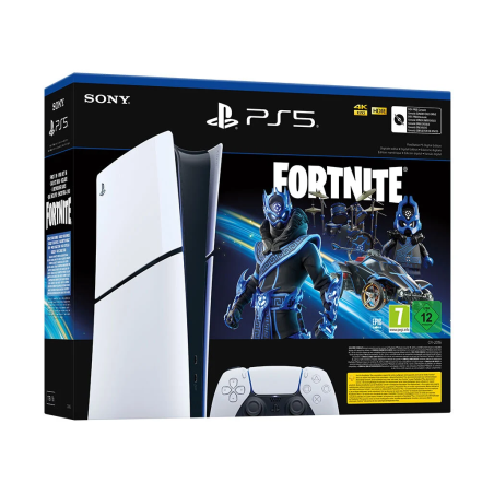 PS5 Console 1TB Digital Slim White Cobalt Star Fortnite Bundle ITA