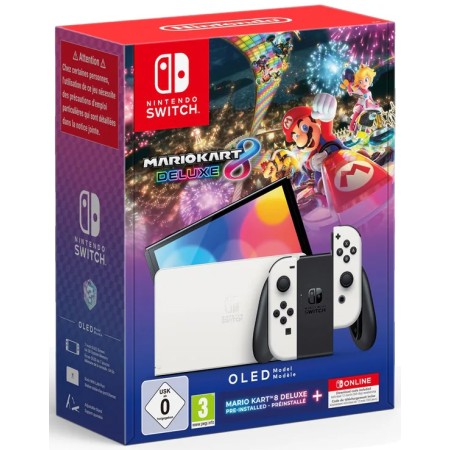 Nintendo Switch Console OLED White + Mario Kart 8 Deluxe + 12 Mesi Nintendo Switch Online