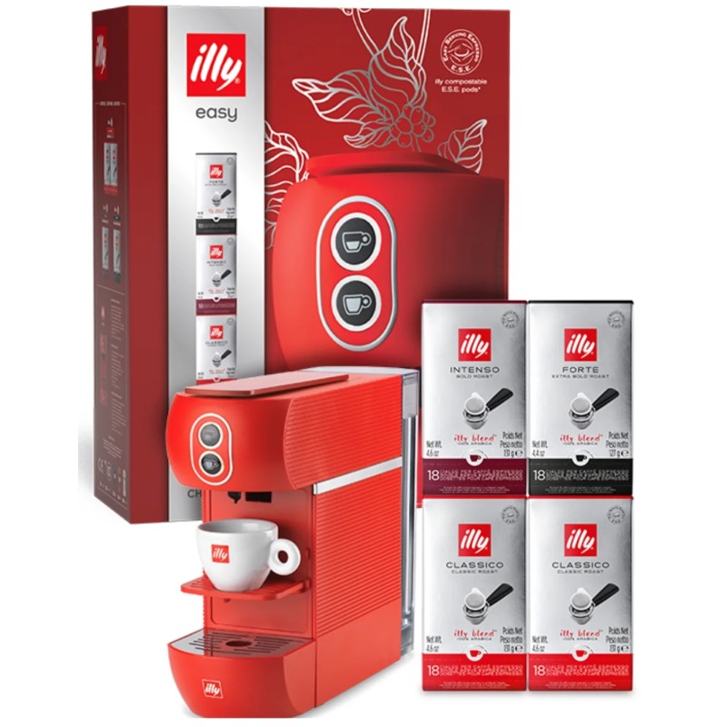 Illy Macchina da Caffe a Cialde 44mm Easy Rossa + 72 Cialde