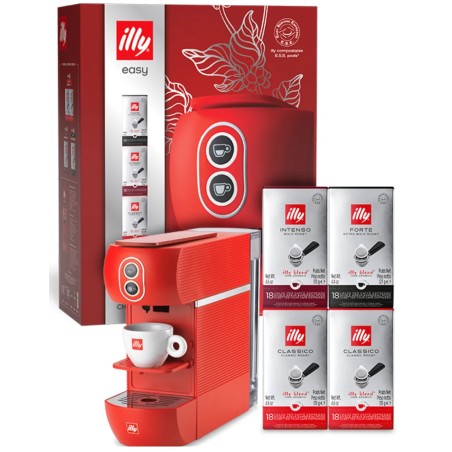 Illy Macchina da Caffe a Cialde 44mm Easy Rossa + 72 Cialde
